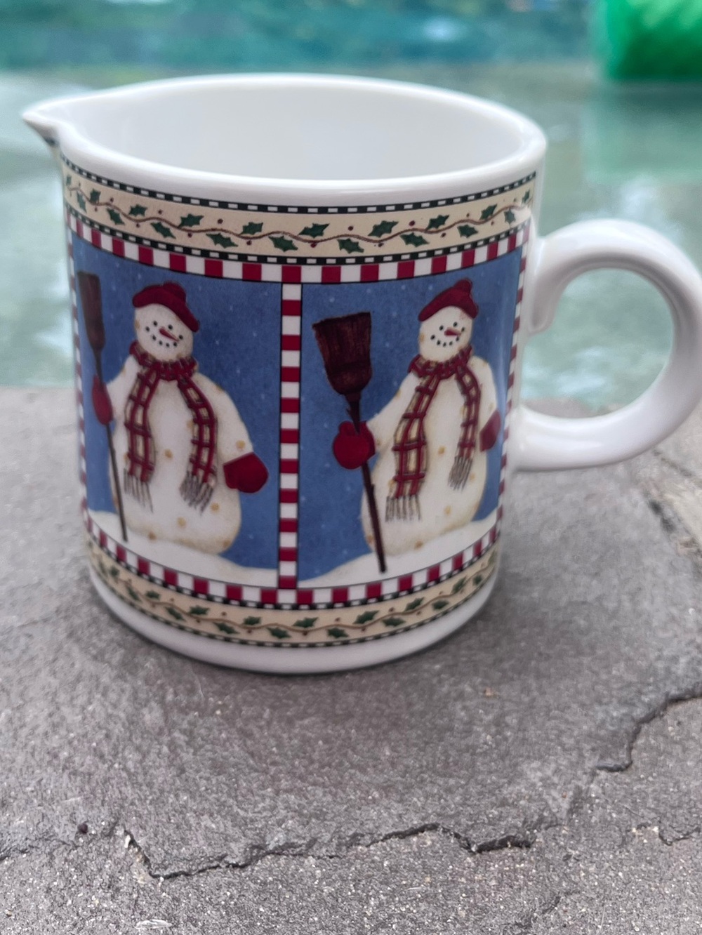 Sakura Debbie Mumm Snowman Creamer Pitcher Vintage
